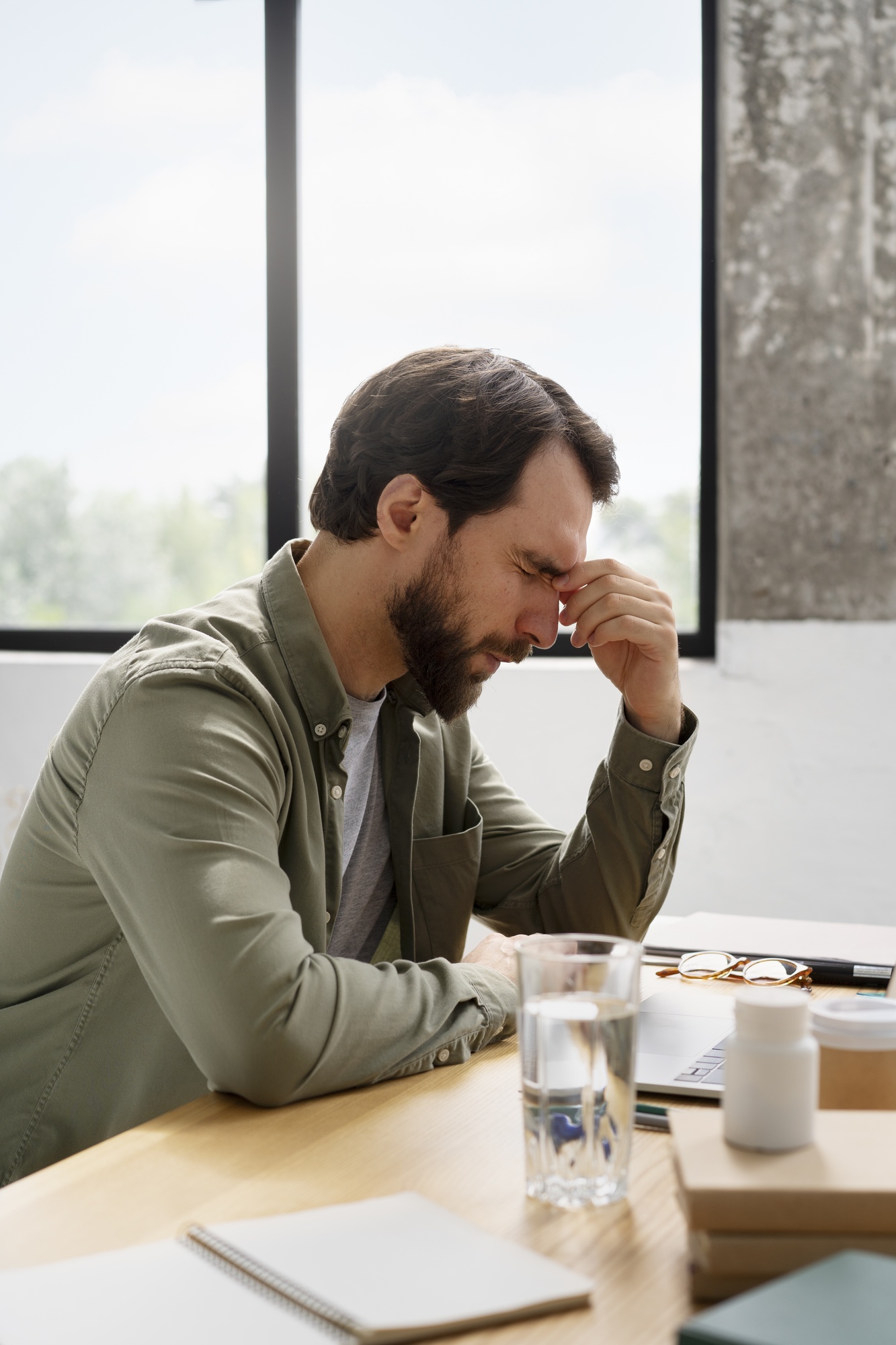 Medium shot man dealing with imposter syndrome